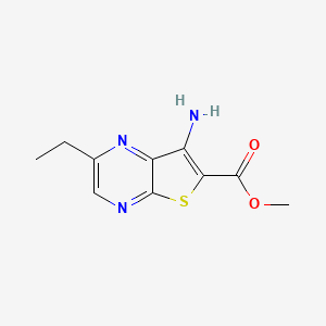 molecular formula C10H11N3O2S B11870614 Methyl 7-amino-2-ethylthieno[2,3-b]pyrazine-6-carboxylate 
