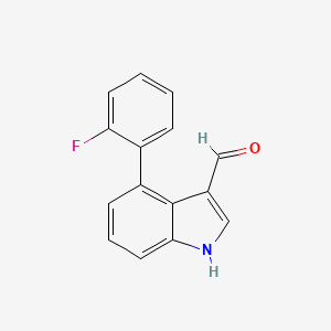 molecular formula C15H10FNO B11870773 4-(2-fluorophenyl)-1H-indole-3-carbaldehyde 