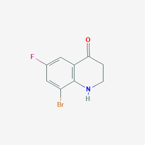 molecular formula C9H7BrFNO B11871369 8-Bromo-6-fluoro-2,3-dihydroquinolin-4(1H)-one 