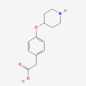 molecular formula C13H17NO3 B11871386 2-(4-(Piperidin-4-yloxy)phenyl)acetic acid 