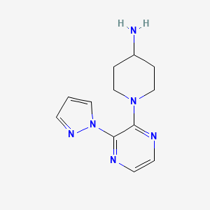 molecular formula C12H16N6 B11871555 1-(3-(1H-Pyrazol-1-yl)pyrazin-2-yl)piperidin-4-amine 