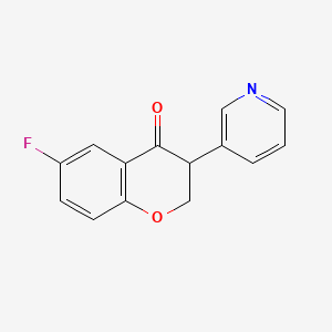 molecular formula C14H10FNO2 B11871734 6-Fluoro-3-(pyridin-3-yl)chroman-4-one 