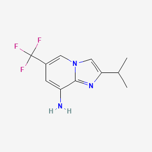 molecular formula C11H12F3N3 B11871748 2-Isopropyl-6-(trifluoromethyl)imidazo[1,2-a]pyridin-8-amine 