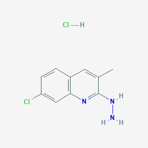 molecular formula C10H11Cl2N3 B11872355 7-Chloro-2-hydrazino-3-methylquinoline hydrochloride 