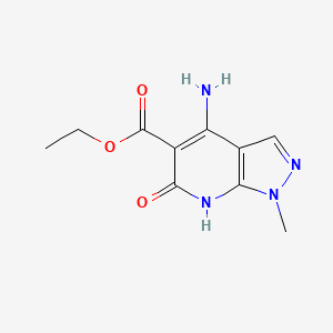 molecular formula C10H12N4O3 B11872766 Ethyl 4-amino-1-methyl-6-oxo-2,6-dihydro-1H-pyrazolo[3,4-b]pyridine-5-carboxylate CAS No. 66857-98-5