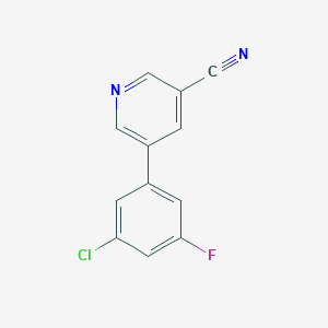 molecular formula C12H6ClFN2 B11872936 5-(3-Chloro-5-fluorophenyl)nicotinonitrile CAS No. 1346692-18-9