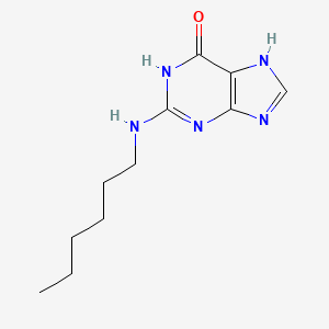 molecular formula C11H17N5O B11872964 9H-Purin-6-ol, 2-(hexylamino)- CAS No. 123994-82-1