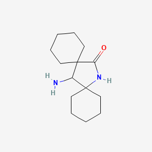 molecular formula C14H24N2O B11873172 7-Amino-14-azadispiro[5.1.5.2]pentadecan-15-one CAS No. 34106-77-9