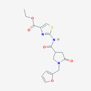 molecular formula C16H17N3O5S B1187335 Ethyl 2-({[1-(furan-2-ylmethyl)-5-oxopyrrolidin-3-yl]carbonyl}amino)-1,3-thiazole-4-carboxylate 