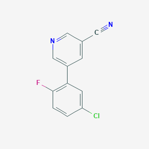 molecular formula C12H6ClFN2 B11873810 5-(5-Chloro-2-fluorophenyl)nicotinonitrile CAS No. 1346692-12-3