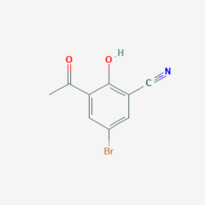 molecular formula C9H6BrNO2 B11873894 3-Acetyl-5-bromo-2-hydroxybenzonitrile 