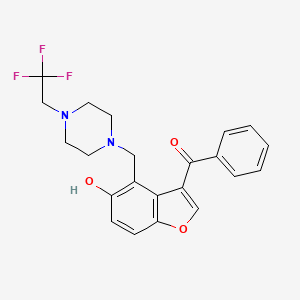 molecular formula C22H21F3N2O3 B1187393 (5-Hydroxy-4-{[4-(2,2,2-trifluoroethyl)piperazin-1-yl]methyl}-1-benzofuran-3-yl)(phenyl)methanone 