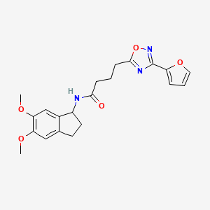 molecular formula C21H23N3O5 B1187420 N-(5,6-dimethoxy-2,3-dihydro-1H-inden-1-yl)-4-[3-(2-furyl)-1,2,4-oxadiazol-5-yl]butanamide 