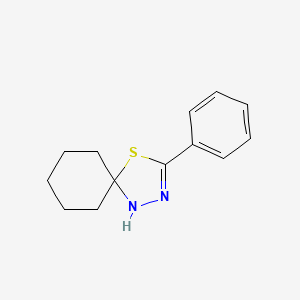 molecular formula C13H16N2S B11874225 4-Thia-1,2-diazaspiro[4.5]dec-2-ene, 3-phenyl- CAS No. 82243-10-5