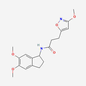 molecular formula C18H22N2O5 B1187435 N-(5,6-dimethoxy-2,3-dihydro-1H-inden-1-yl)-3-(3-methoxy-1,2-oxazol-5-yl)propanamide 