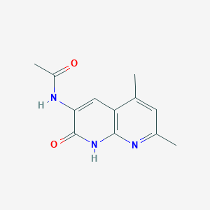 molecular formula C12H13N3O2 B11874357 N-(5,7-Dimethyl-2-oxo-1,2-dihydro-1,8-naphthyridin-3-yl)acetamide CAS No. 51076-43-8