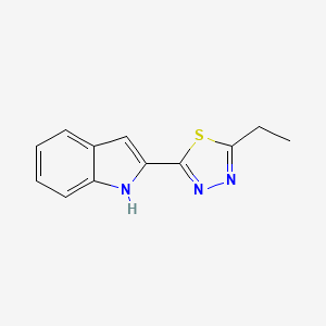 molecular formula C12H11N3S B11874469 2-ethyl-5-(1H-indol-2-yl)-1,3,4-thiadiazole 