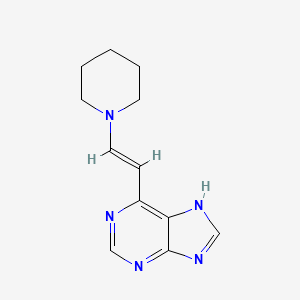 molecular formula C12H15N5 B11874747 (E)-6-(2-(Piperidin-1-yl)vinyl)-9H-purine 