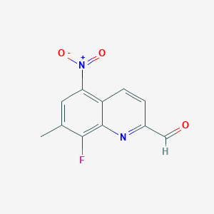 molecular formula C11H7FN2O3 B11874957 8-Fluoro-7-methyl-5-nitroquinoline-2-carbaldehyde 