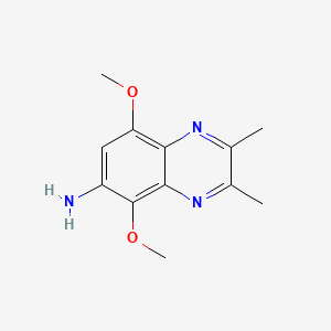 molecular formula C12H15N3O2 B11875138 6-Amino-5,8-dimethoxy-2,3-dimethylquinoxaline CAS No. 56393-25-0