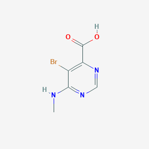 molecular formula C6H6BrN3O2 B11875356 5-Bromo-6-(methylamino)pyrimidine-4-carboxylic acid 
