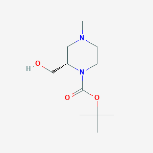 molecular formula C11H22N2O3 B11875658 tert-Butyl (S)-2-(hydroxymethyl)-4-methylpiperazine-1-carboxylate 