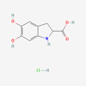 molecular formula C9H10ClNO4 B11875730 5,6-Dihydroxyindoline-2-carboxylic acid hydrochloride 