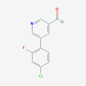 molecular formula C12H7ClFNO B11875812 5-(4-Chloro-2-fluorophenyl)nicotinaldehyde CAS No. 1346691-91-5
