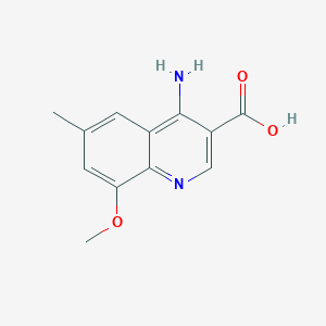molecular formula C12H12N2O3 B11876032 4-Amino-8-methoxy-6-methylquinoline-3-carboxylic acid 