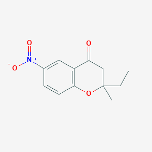 molecular formula C12H13NO4 B11876277 2-Ethyl-2-methyl-6-nitro-chroman-4-one CAS No. 886363-62-8