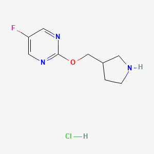 molecular formula C9H13ClFN3O B11876382 5-Fluoro-2-(pyrrolidin-3-ylmethoxy)pyrimidine hydrochloride 