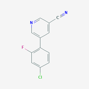 molecular formula C12H6ClFN2 B11876883 5-(4-Chloro-2-fluorophenyl)nicotinonitrile CAS No. 1346691-89-1