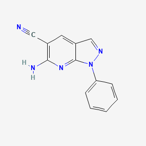 molecular formula C13H9N5 B11877059 6-Amino-1-phenyl-1H-pyrazolo[3,4-b]pyridine-5-carbonitrile CAS No. 59026-72-1