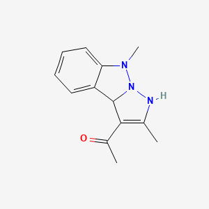 molecular formula C13H15N3O B11877196 1-(2,8-Dimethyl-3a,8-dihydro-1H-pyrazolo[1,5-b]indazol-3-yl)ethanone CAS No. 61322-50-7