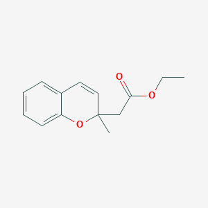 molecular formula C14H16O3 B11878213 Ethyl 2-(2-methyl-2H-chromen-2-yl)acetate 