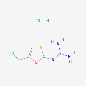 molecular formula C5H9Cl2N3OS B11878268 N-[5-(Chloromethyl)-2H-1,3-oxathiol-2-YL]guanidine hydrochloride 