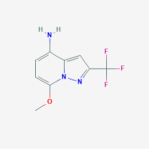 molecular formula C9H8F3N3O B11878276 7-Methoxy-2-(trifluoromethyl)pyrazolo[1,5-A]pyridin-4-amine 