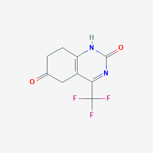 molecular formula C9H7F3N2O2 B11878599 5,6,7,8-Tetrahydro-2-hydroxy-6-oxo-4-(trifluoromethyl)quinazoline CAS No. 1233026-77-1