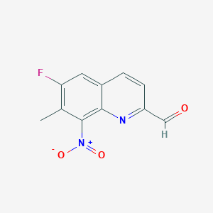 molecular formula C11H7FN2O3 B11878609 6-Fluoro-7-methyl-8-nitroquinoline-2-carbaldehyde 