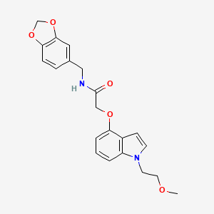 molecular formula C21H22N2O5 B1187880 N-(1,3-benzodioxol-5-ylmethyl)-2-{[1-(2-methoxyethyl)-1H-indol-4-yl]oxy}acetamide 