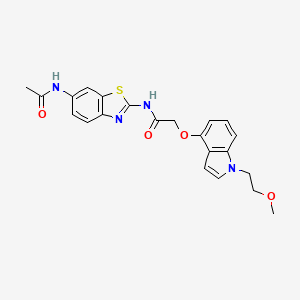 molecular formula C22H22N4O4S B1187884 N-[6-(acetylamino)-1,3-benzothiazol-2-yl]-2-{[1-(2-methoxyethyl)-1H-indol-4-yl]oxy}acetamide 