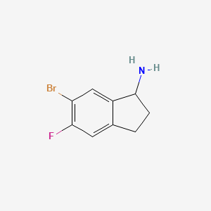 molecular formula C9H9BrFN B11878883 6-Bromo-5-fluoro-2,3-dihydro-1H-inden-1-amine 