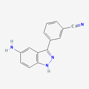 molecular formula C14H10N4 B11879062 3-(5-amino-1H-indazol-3-yl)benzonitrile CAS No. 1356087-71-2