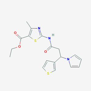 molecular formula C18H19N3O3S2 B1187910 ethyl 4-methyl-2-{[3-(1H-pyrrol-1-yl)-3-(3-thienyl)propanoyl]amino}-1,3-thiazole-5-carboxylate 