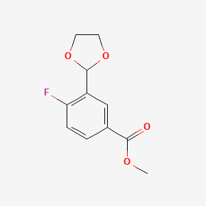 molecular formula C11H11FO4 B11879104 Methyl 3-(1,3-dioxolan-2-yl)-4-fluorobenzoate 