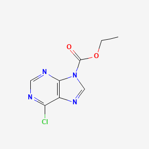molecular formula C8H7ClN4O2 B11879286 Ethyl 6-chloropurine-9-carboxylate CAS No. 18753-73-6