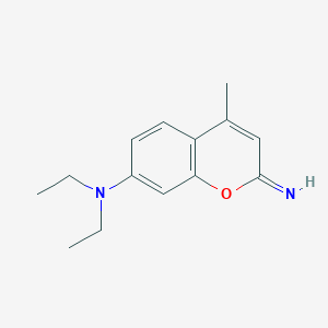 molecular formula C14H18N2O B11879644 N,N-Diethyl-2-imino-4-methyl-2H-1-benzopyran-7-amine CAS No. 114592-85-7