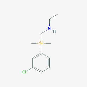 molecular formula C11H18ClNSi B11880044 N-{[(3-Chlorophenyl)(dimethyl)silyl]methyl}ethanamine CAS No. 61222-42-2
