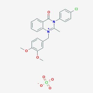 Quinazolinium, 3-(4-chlorophenyl)-1-((3,4-dimethoxyphenyl)methyl)-3,4-dihydro-2-methyl-4-oxo-, perchlorate