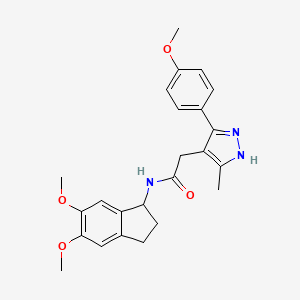 molecular formula C24H27N3O4 B1188110 N-(5,6-dimethoxy-2,3-dihydro-1H-inden-1-yl)-2-[3-(4-methoxyphenyl)-5-methyl-1H-pyrazol-4-yl]acetamide 